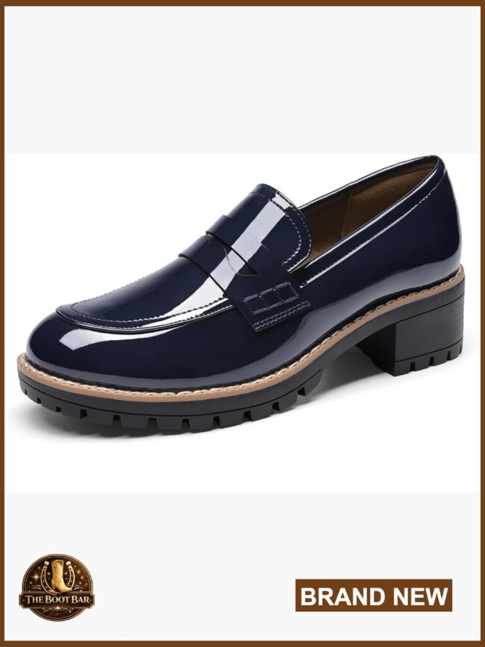 Women's Platform Loafers Chunky Heel Slip-On Business Casual Shoes